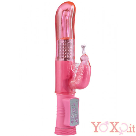 Vibratore Rabbit Happy Hugging con Testa Rotante e Stimolatore Clitoride 23 x 3 cm.