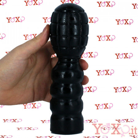 Mills Bomb - Cuneo Anale a Forma di Granata con Rilievi 21,5 x 6,2 cm. Nero
