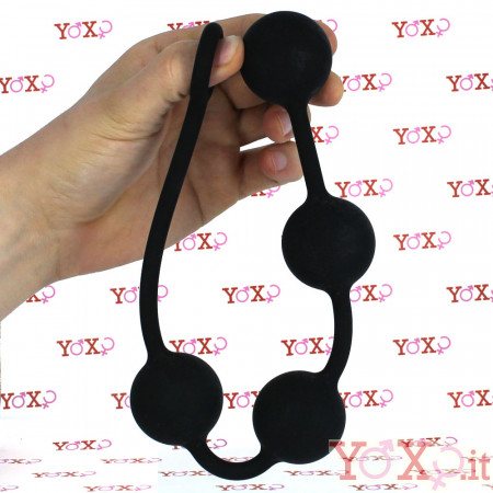 Catena Anale di 42 cm. in Puro Silicone con 4 Sfere da 4 cm. Nero