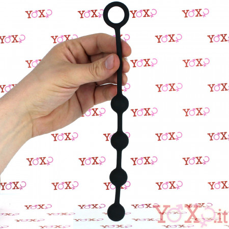 Catena Anale di 24 cm. in Puro Silicone con 4 Sfere da 2 cm. Nero