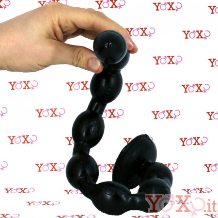 Snake Beads - Gut Snake Dildo Flessibile con 8 Bulbi 48 x 3,5 cm. Nero