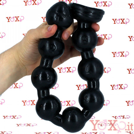 Big Snake Beads - Gut Snake Dildo Flessibile con 8 Bulbi 48 x 4,5 cm. Nero