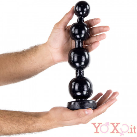 Prison Beads - Dildo Gigante a Sfere Progressive 28 x 6,2 cm. Nero