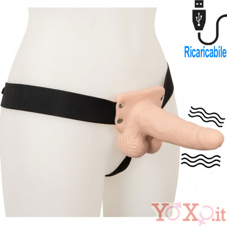 Strap-On Vibrante Cavo per Uomo in Silicone 17,5 x 4,7 cm. Color Carne