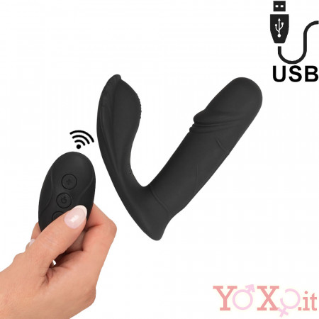 Panty Vibrator - Vibratore Indossabile con Spinta in Silicone Nero Ricaricabile con Telecomando Wireless