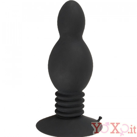 Cuneo Anale in Silicone Nero con Ventosa e Molla 11,8 x 4,1 cm.