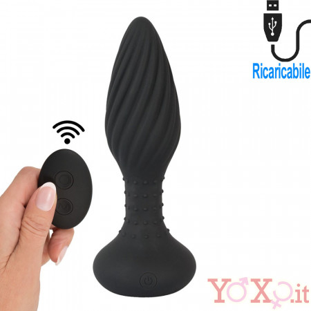 Cuneo Anale Effetto Rimming Vibrante in Silicone 15,1 x 4,2 cm. Telecomando Ricaricabile USB