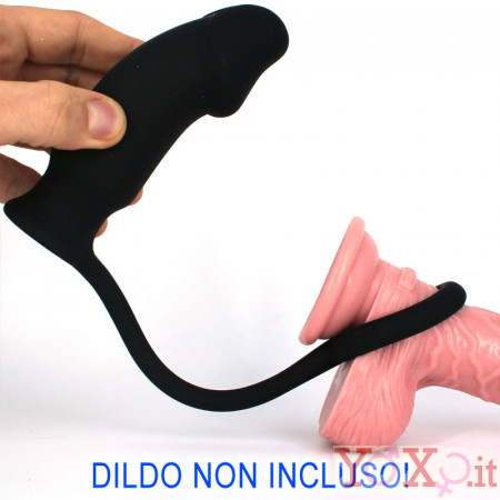 Anello Fallico con Vibratore Anale Incorporato IN PURO SILICONE 13 x 4,2 cm.