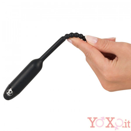 Stimolatore dilatatore uretra maschile vibrante con perle in silicone 19 x 0,8 cm.