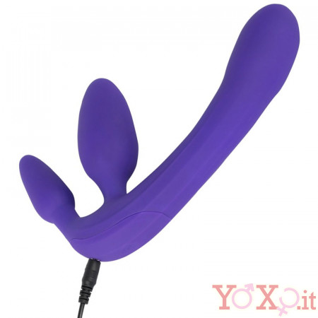 Strapless Strap-On Senza Lacci in Silicone Viola con Vibrazione