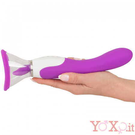 Vibratore lecca clitoride e succhia vagina in silicone fucsia 3 in 1