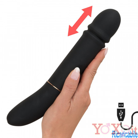 Vibratore in Silicone con Spinta 24,5 x 4 cm. Ricaricabile con USB