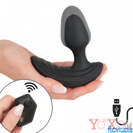 Plug Anale Gonfiabile Vibrante Indossabile in Silicone con Telecomando 10,7 x 3,4 cm. Nero