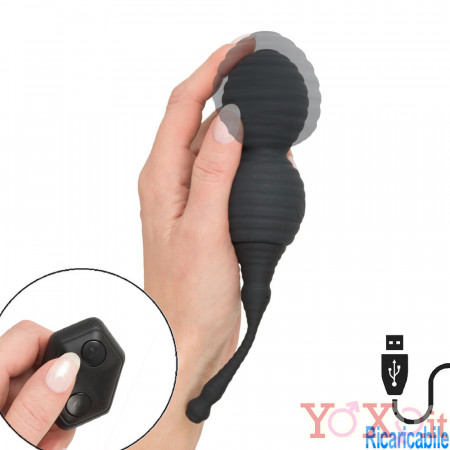 Sfere Vaginali Gonfiabili e Vibranti con Telecomando 18,5 x 4,2 cm. in Silicone Nero
