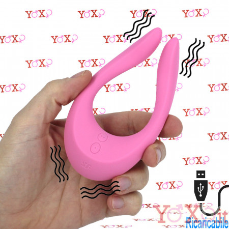 Satisfyer Endless Joy Vibratore per Coppia in Silicone Rosa Ricaricabile con USB