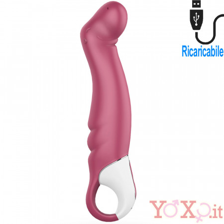 Satisfyer Petting Hippo Vibratore Punto G in Silicone Flessibile 23 x 4 cm. Fucsia Ricaricabile USB