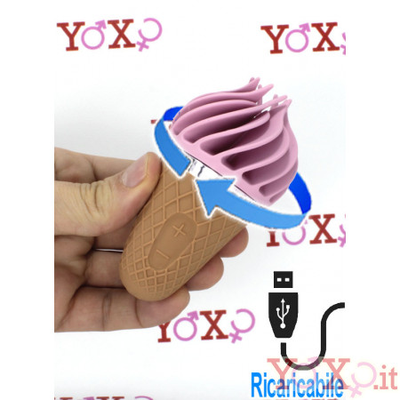 Stimolatore Rotante Lecca Clitoride e Vagina a Forma di Gelato in Silicone