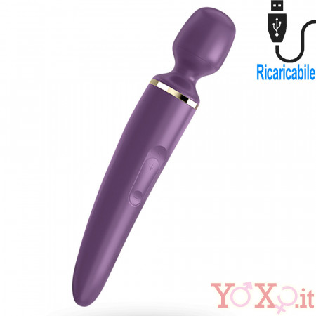 Satisfyer Wand-er Women Massaggiatore in Silicone Viola 34 x 5,5 cm. Ricaricabile con USB