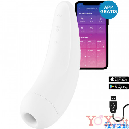Satisfyer Curvy 2+ Stimolatore per Clitoride con Onde di Pressione in Silicone Bianco