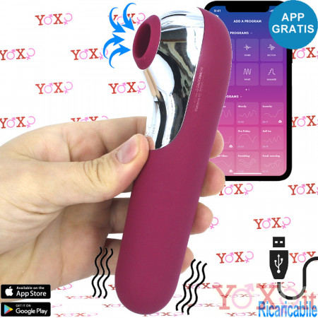 Satisfyer Dual Love Vibratore e Stimolatore con Onde di Pressione 2 in 1 in Silicone Magenta Ricaricabile USB