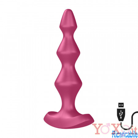 Satisfyer Lolli-Plug 1 Cuneo Anale Vibrante in Silicone 14 x 2,5 cm. Fucsia Ricaricabile USB