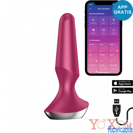 Satisfyer Plug-ilicious 2 Cuneo Anale Vibrante in Silicone 13,5 x 3 cm. Fucsia con APP Ricaricabile USB