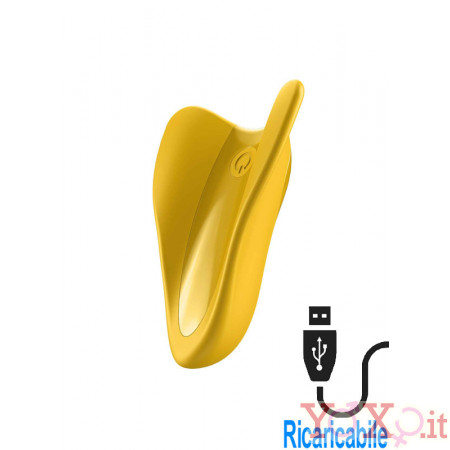 Vibratore da Dito in Silicone Giallo Ricaricabile USB Satisfyer High Fly 