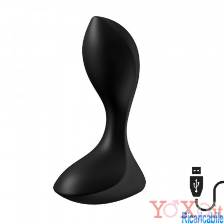 Satisfyer Backdoor Lover Cuneo Anale Vibrante in Silicone 13 x 3 cm. Nero Ricaricabile USB