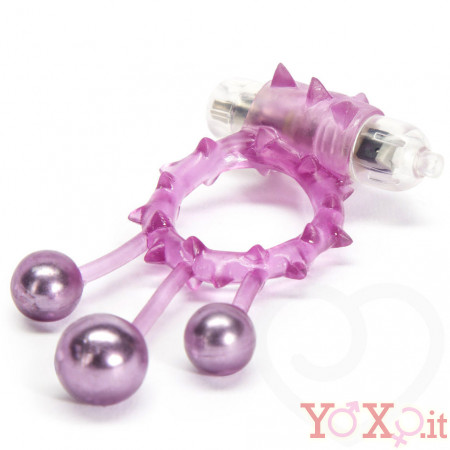 Anello Fallico con Vibratore Stimola Clitoride e Sfere Stimola Testicoli