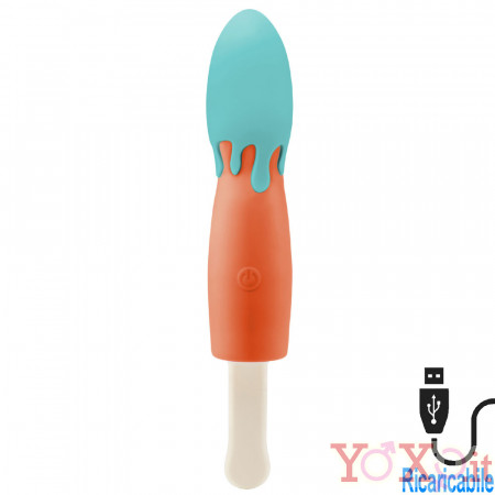 Vibratore in Silicone a Forma di Gelato 15,5 x 4 cm. Azzurro e Arancio