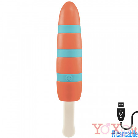 Vibratore in Silicone a Forma di Ghiacciolo 15,5 x 4 cm. Azzurro e Arancio
