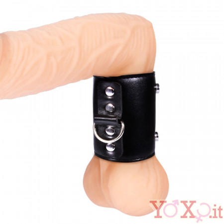 Ball Stretcher in Ecopelle con Anello a D per Applicare Pesi Lunghezza 6,5 cm. Nero