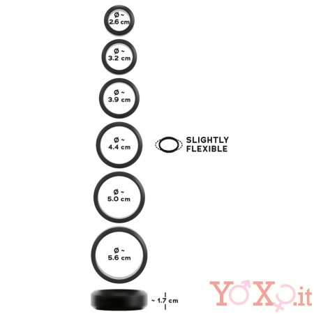 Set di 6 Anelli Fallici da 2,6 a 5,6 cm.in Silicone 