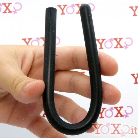 Sonda dilatatore uretra flessibile in silicone nero 24 x 1 cm.