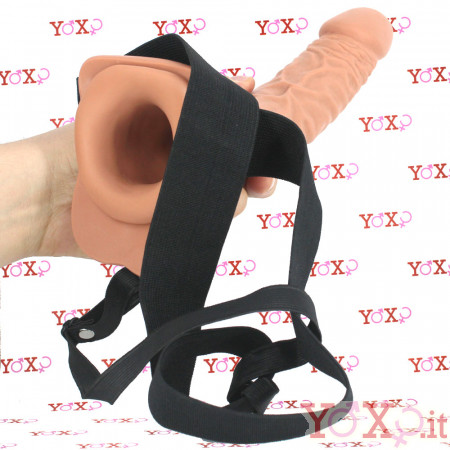 Fallo Indossabile Strapon Cavo con Testicoli per Uomo 23 x 4,5 cm. Color Carne