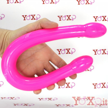 Dildo per Doppia Penetrazione in Puro Silicone Flessibile 43,8 x 3,5 cm.