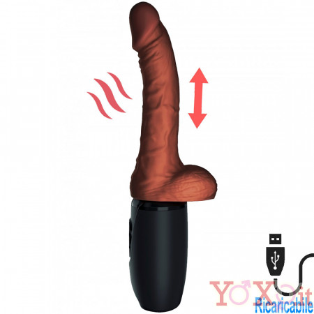 Vibratore Realistico con Spinta ed Effetto Riscaldante 16,6 x 3,6 cm. Africano Ricaricabile con USB