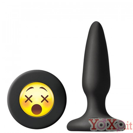 Cuneo Anale in Puro Silicone Nero con Emoji WTF 8,5 x 2 cm.