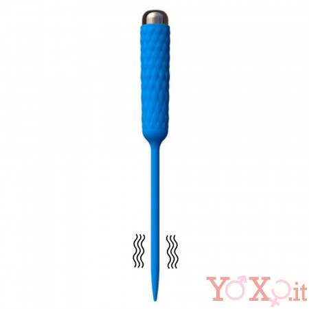 The Explorer - Sonda Dilatatore Uretra Flessibile Vibrante in Silicone 19 x 0,5 cm. Azzurro