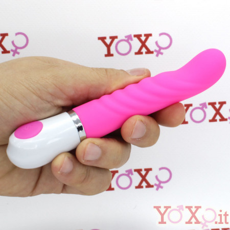 Vibratore punto G in silicone rosa 15 x 2,5 cm.