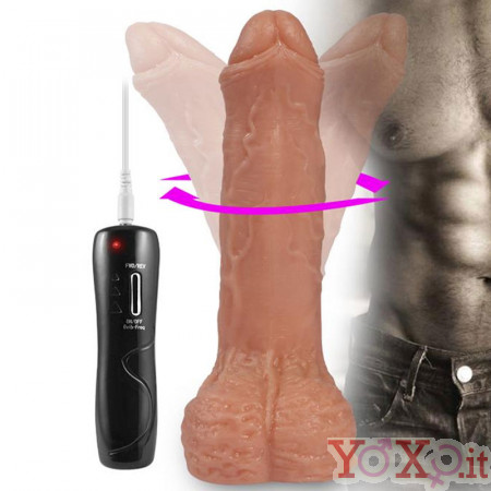Vibratore Realistico Rotante Color Carne con Testicoli e Ventosa 17,8 x 4 cm.
