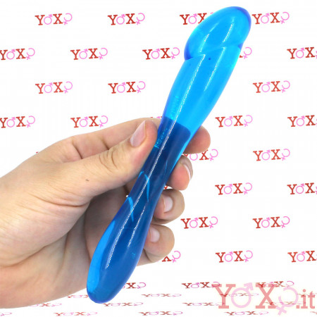 Dildo Doppio Flessibile in Jelly Galaxia Blue 18 x 2,9 cm.