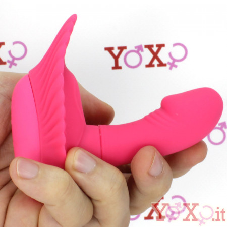 Vibratore Punto G indossabile in silicone rosa 7 x 2,8 cm.