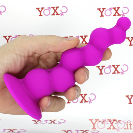 Cuneo anale in silicone fucsia a 7 bolle 15 x 3,5 cm.