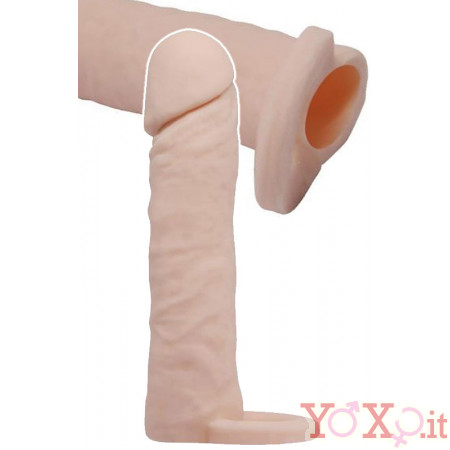 Guaina per Pene con Anello per Testicoli color Carne 15 x 3,6 cm.