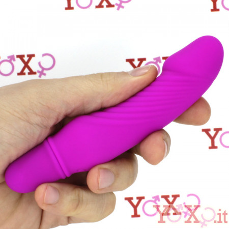 Stev - Vibratore Punto G con rilievi stimolanti in silicone fucsia 13,5 x 2,9 cm.