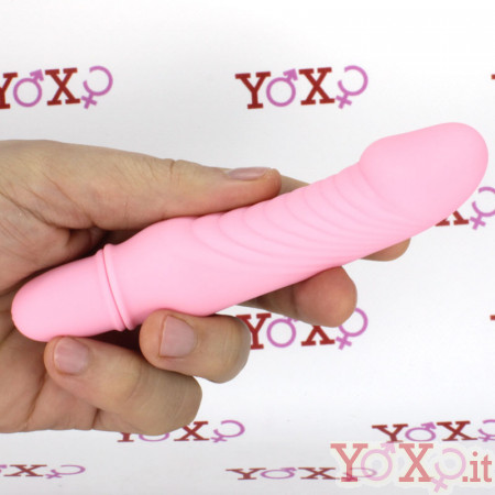 Stev - Vibratore Punto G con rilievi stimolanti in silicone rosa 13,5 x 2,9 cm.