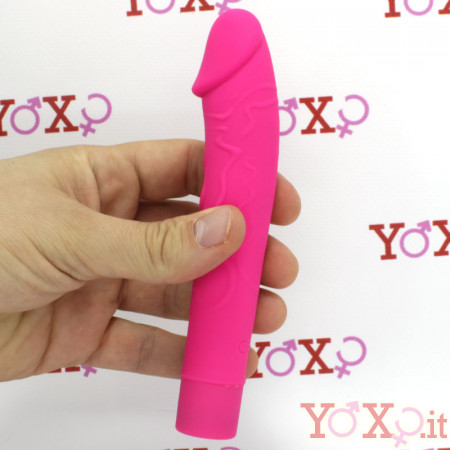 Vibratore realistico Punto G impermeabile in silicone fucsia 15,5 x 2,7 cm.