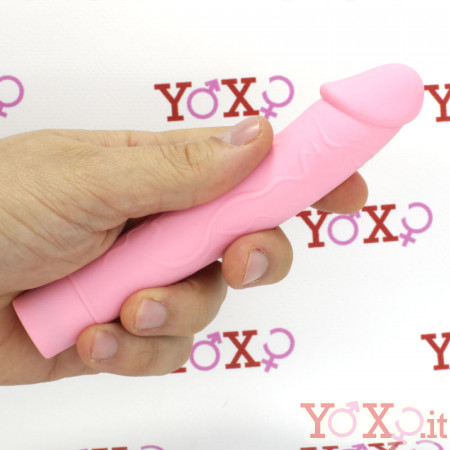 Vibratore realistico Punto G impermeabile in silicone rosa 15,5 x 2,7 cm.
