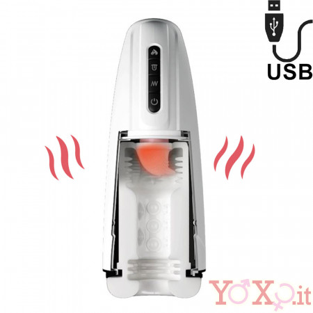Masturbatore Maschile Vibrante e Riscaldante con Effetti Sonori USB
